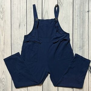 Women's Cotton/Linen Blend Blue Overalls